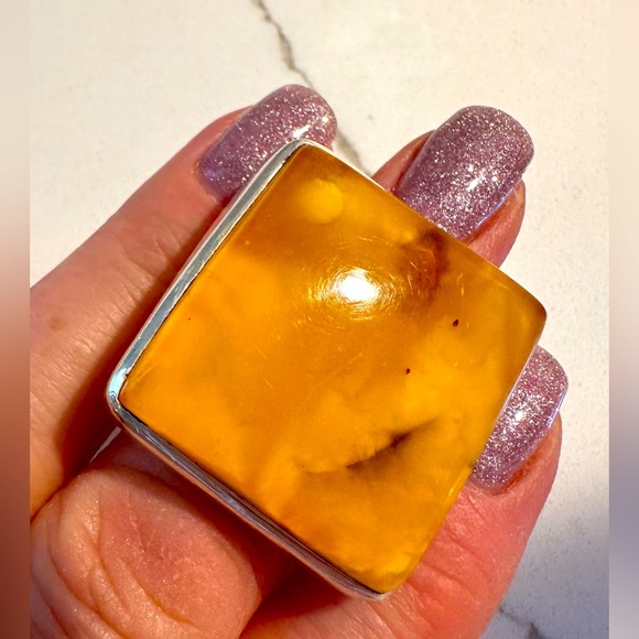 Natural Baltic amber statement ring